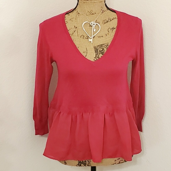 French Connection Tops - •French Connection•Deep red l/s  vneck•Small•EUC